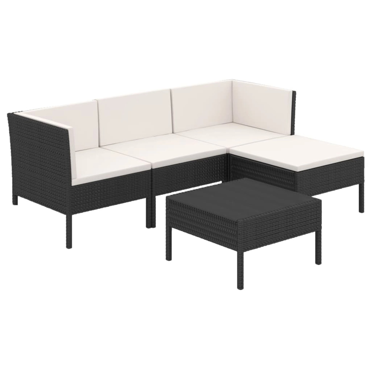 vidaXL 5-tlg Garten-Lounge-Set mit Auflagen Poly Rattan Schwarz Modell 29