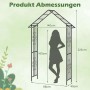 Costway Rosenbogen aus Metall mit Dach, Maße 140x40x223cm, Rankhilfe für Garten und Terrasse.