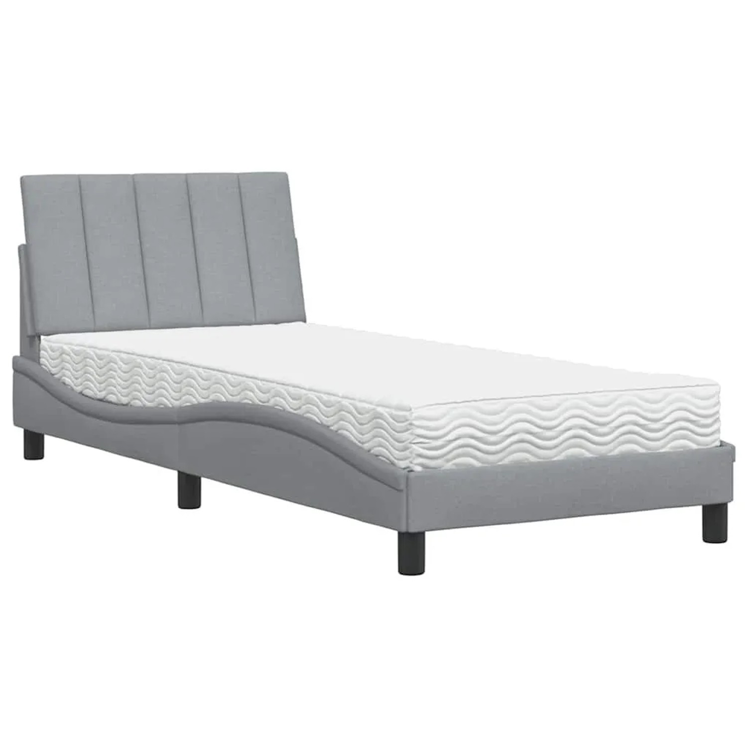 vidaXL Bett mit Matratze Hanko Hellgrau 80x200 cm Stoff 3310489