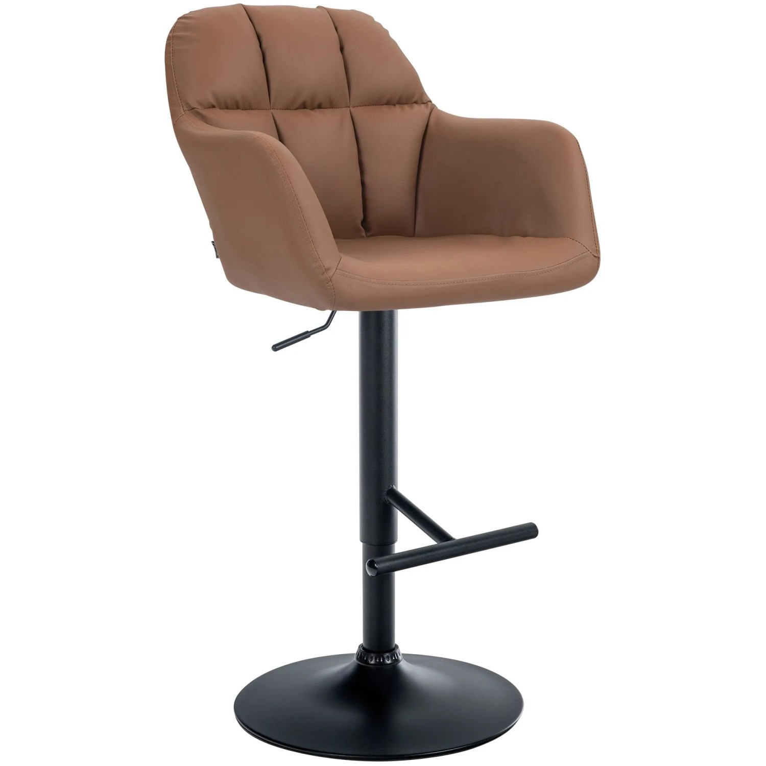 DELUKE Barhocker TUBEL Kunstleder Hellbraun 57x59x97cm Schwarz Barstuhl Höhenverstellbar Mit Lehne Drehbar Tresenhocker Tresenstuhl
