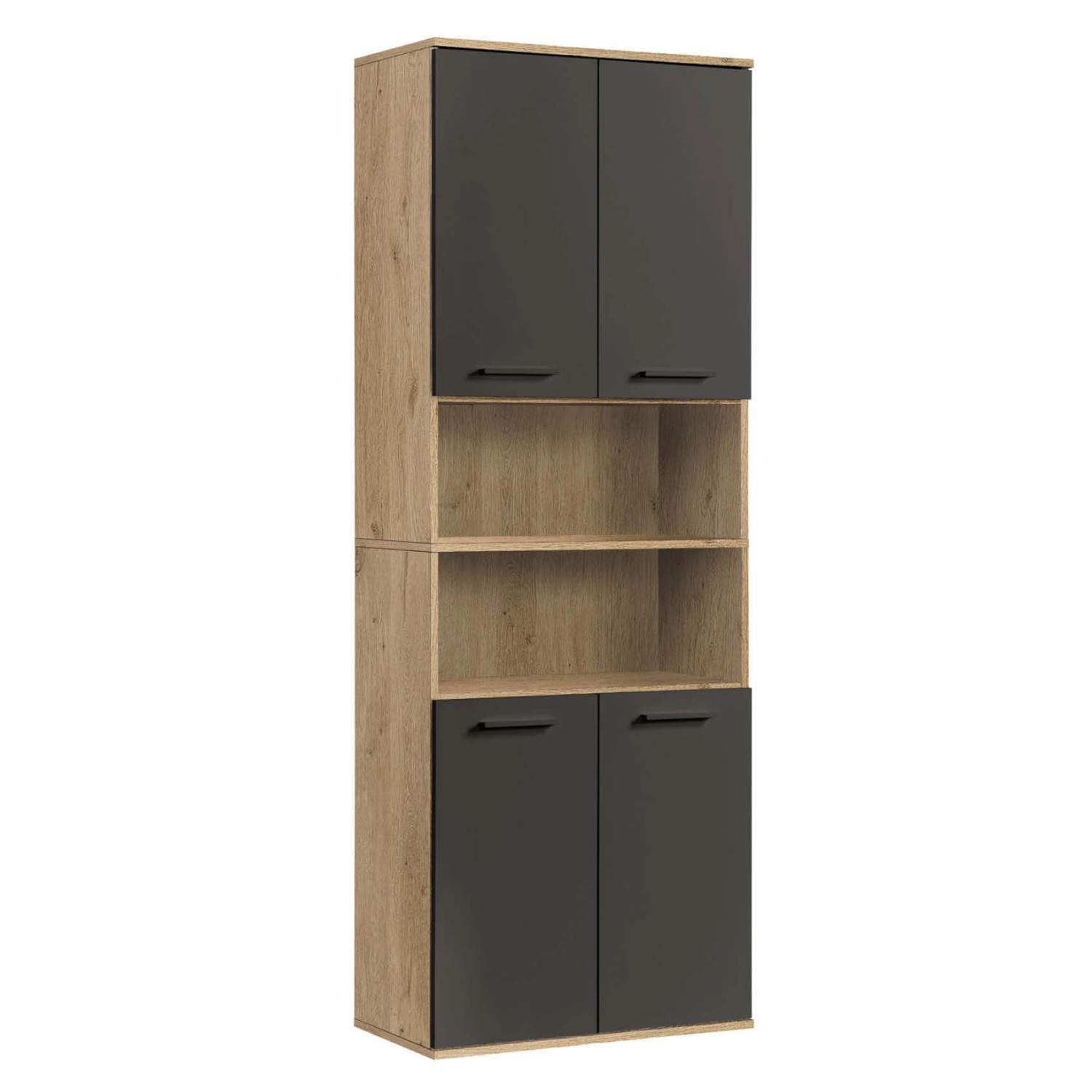 mokebo Bad Hochschrank Der Kapitän Badezimmerschrank in 180x65x34 HxBxT in cm in Eiche Schwarz