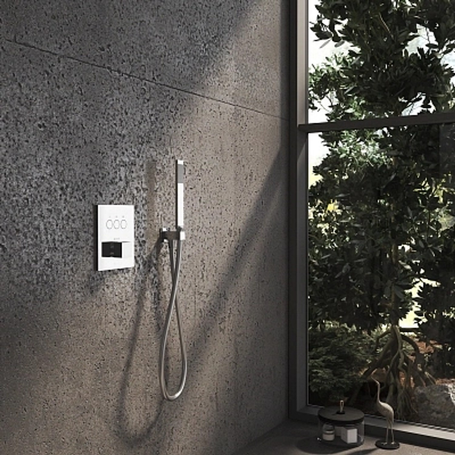 Kronenbach Unterputz Thermostat für 3 Verbraucher, eckig, Smart Push, Chrom Duscharmatur.