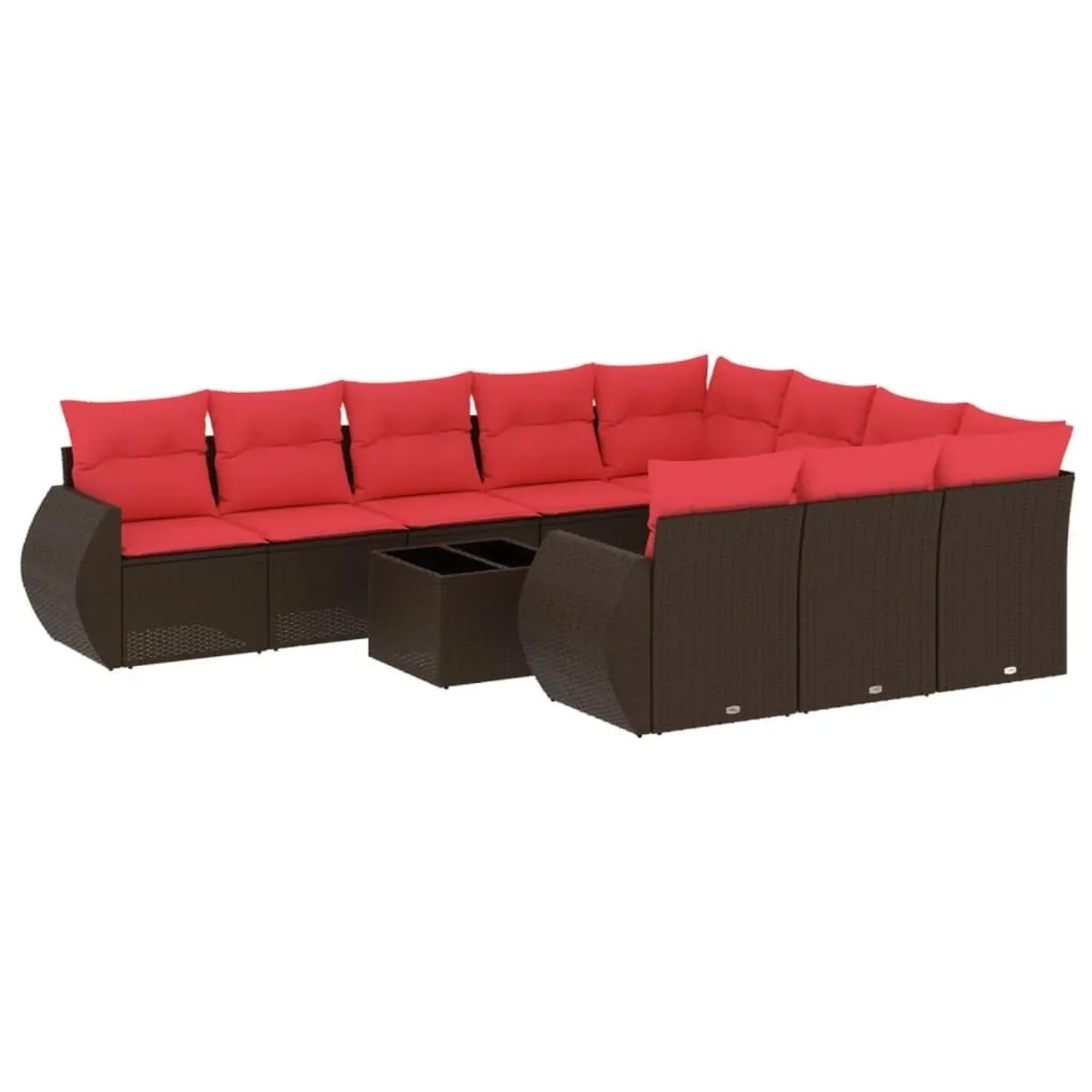 vidaXL 11-Tlg Gartensofa-Set mit Kissen Braun Polyrattan 3221903 günstig online kaufen