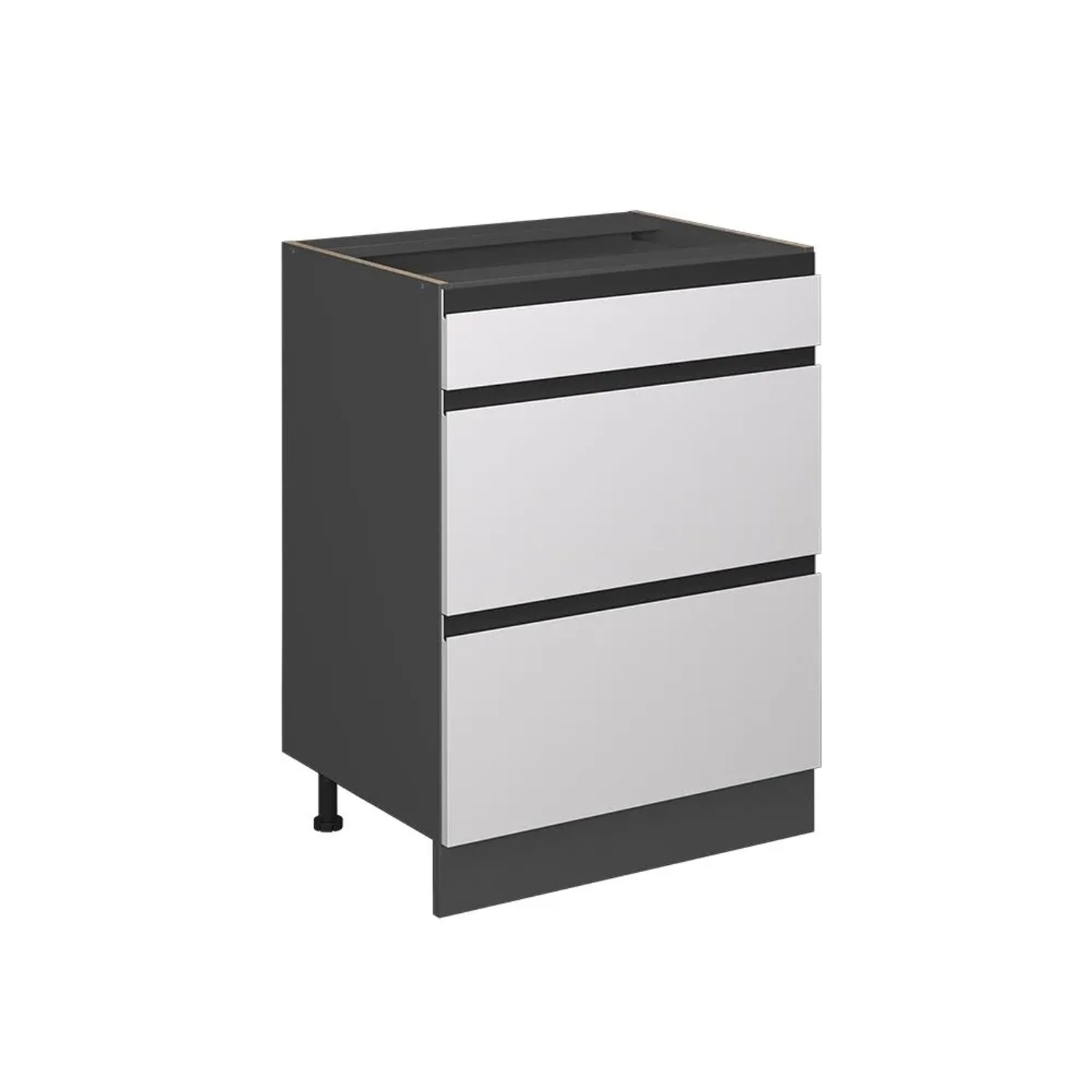 Vicco Küchenunterschrank R-Line Weiß Anthrazit 60 cm J-Shape mit Schubladen ohne Arbeitsplatte