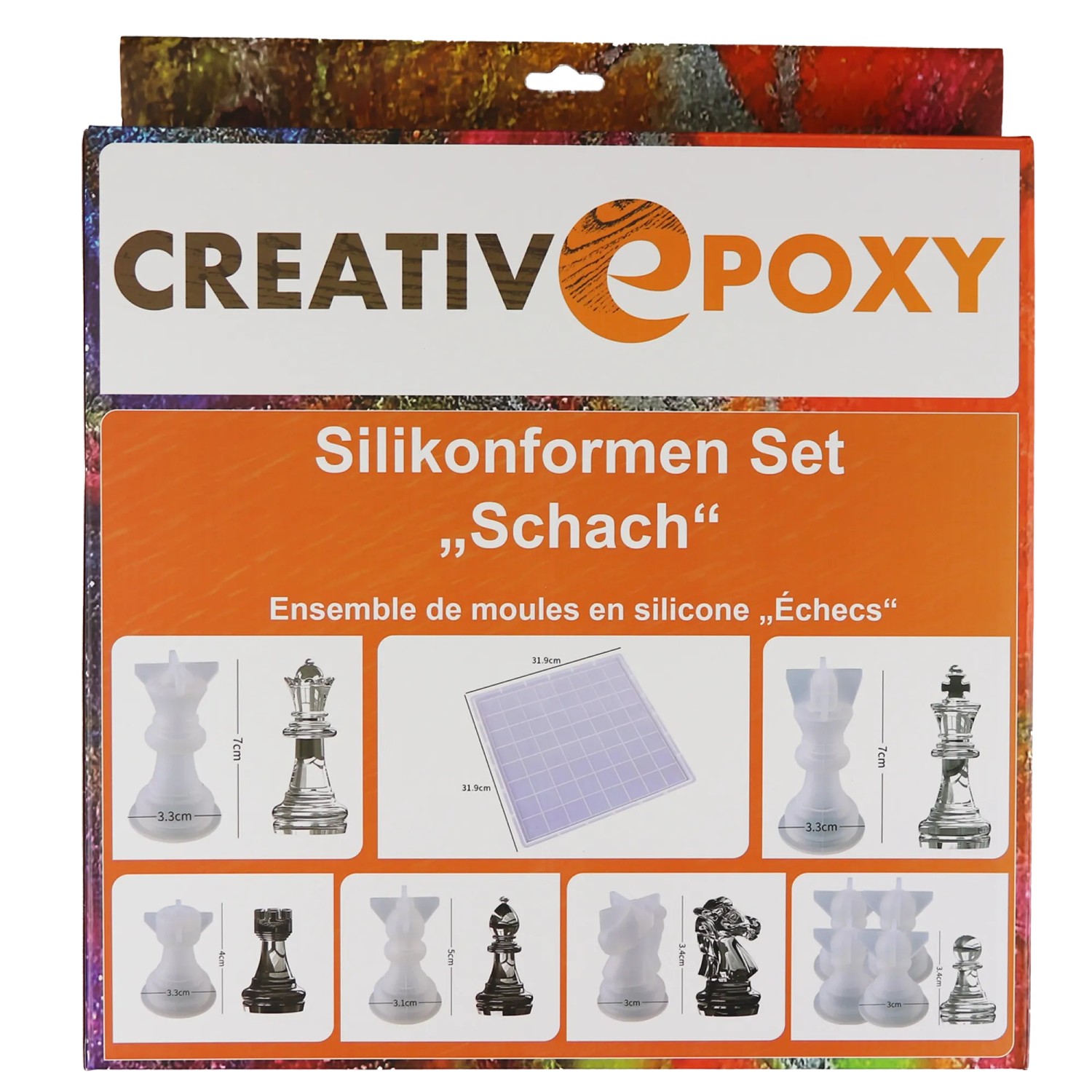 CreativEpoxy Silikonformen Set Schach Milchig 10-teilig