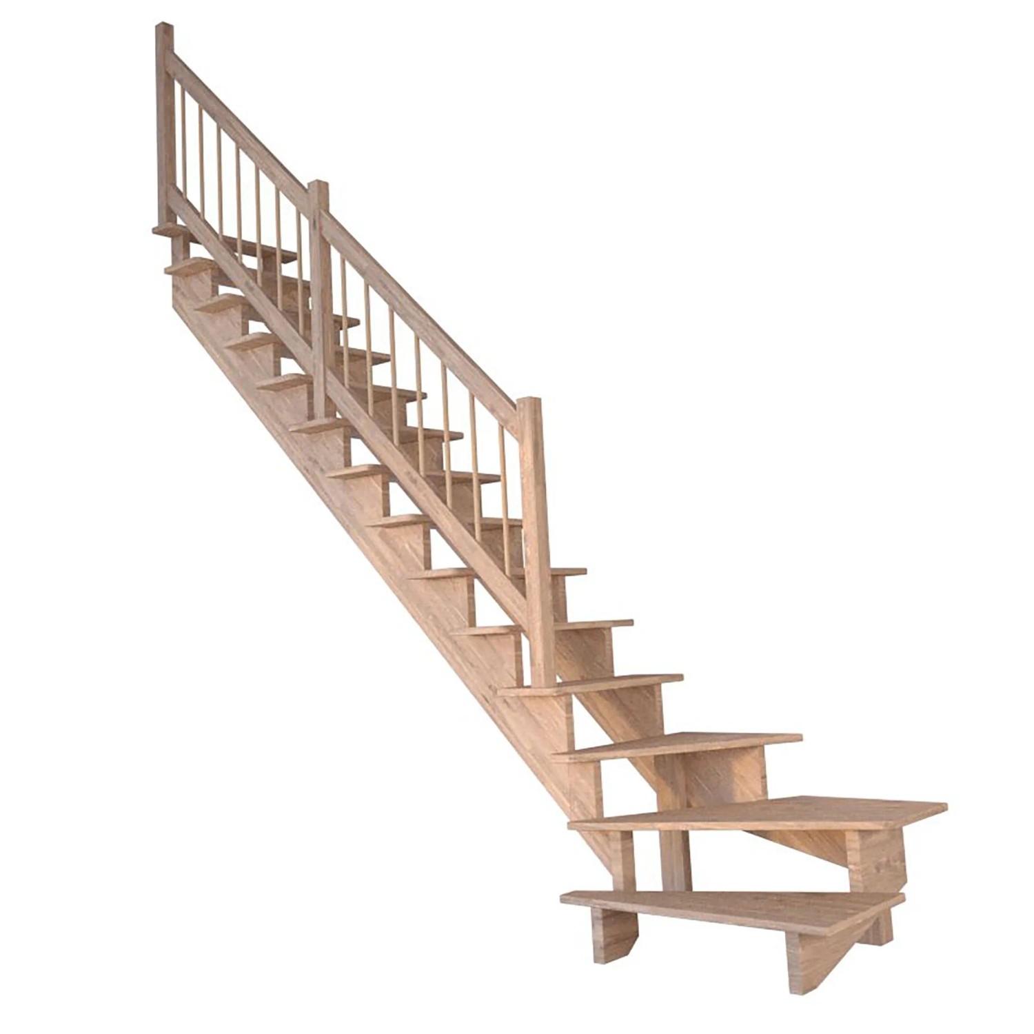 Treppe Lindos Eiche Gewendelt Links 80 cm Holz-Design-Geländer FSC® günstig online kaufen