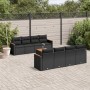 Schwarze 9-tlg. vidaXL Garten-Sofagarnitur aus Poly Rattan mit Kissen für Terrasse und Garten.