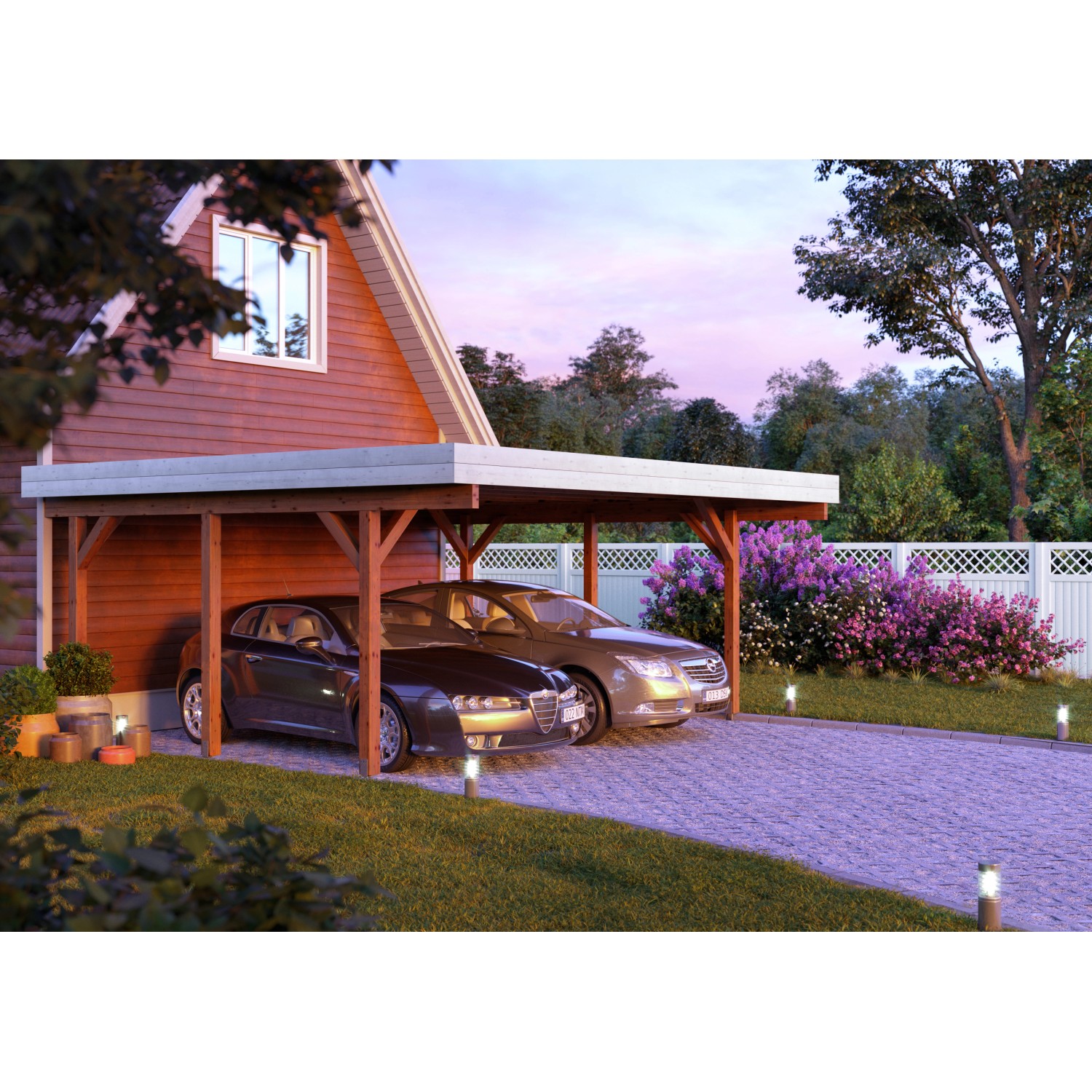 Palmako Carport Karl 555 x 372 cm Lackiert Dunkelgrau FSC® günstig online kaufen