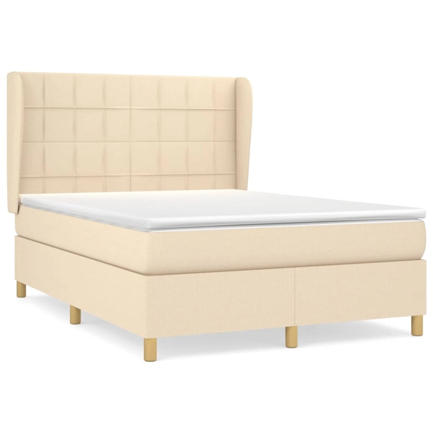 vidaXL Boxspringbett mit Matratze Creme 140x200 cm Stoff 3128530 günstig online kaufen