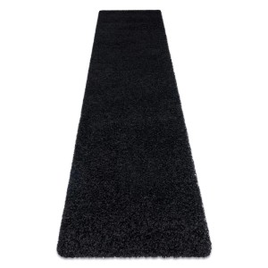 Schwarzer RugsX Teppich Soffi, 60x250 cm, Shaggy-Flor.