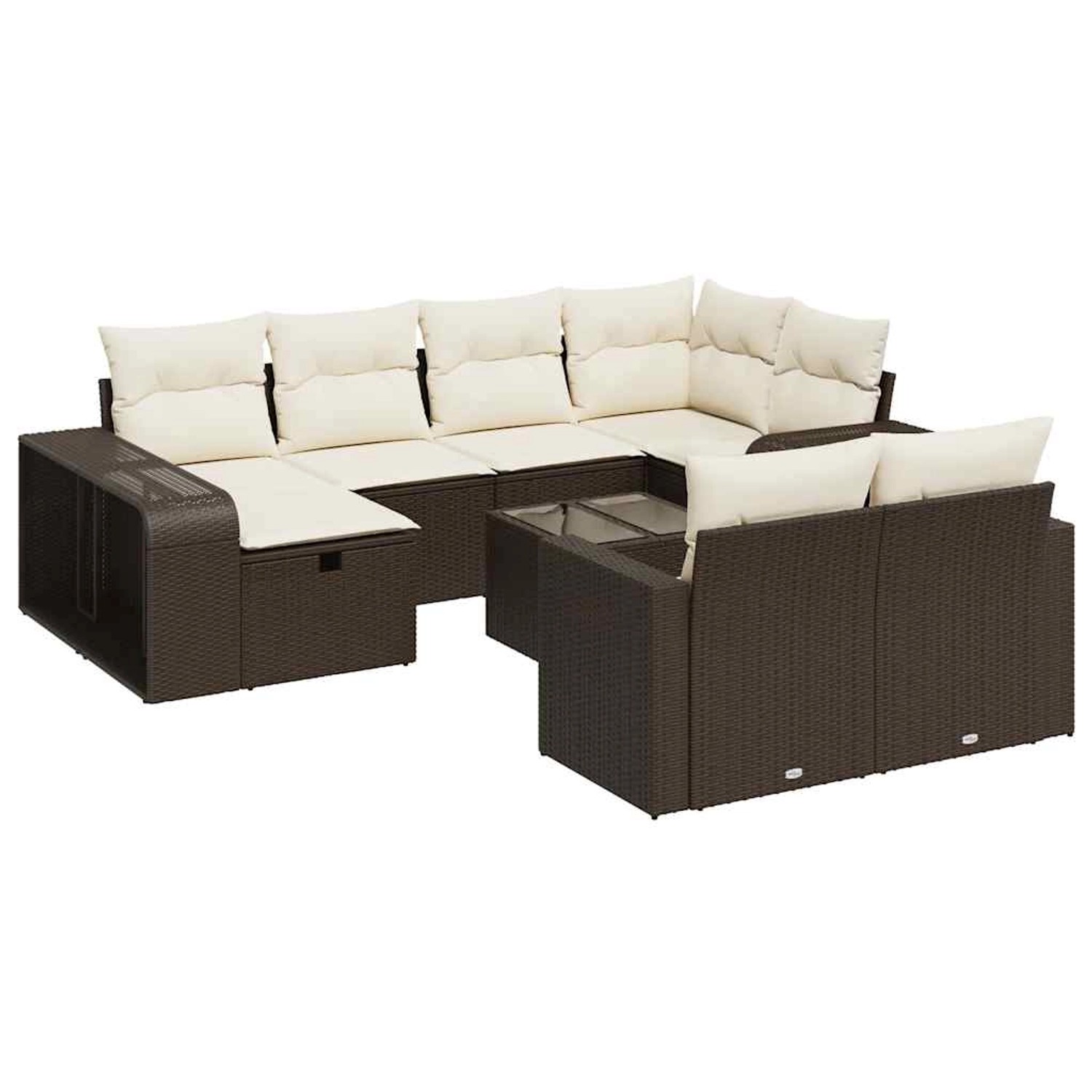 vidaXL 11-Tlg Garten-Sofagarnitur mit Kissen Braun Poly Rattan 3326077 günstig online kaufen