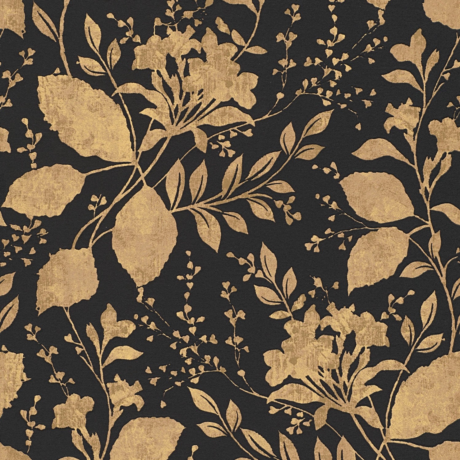 Bricoflor Tapete Schwarz Gold Vliestapete mit Blätter Muster Elegant Florale Wandtapete mit Vinyl für Esszimmer und Wohnzimmer
