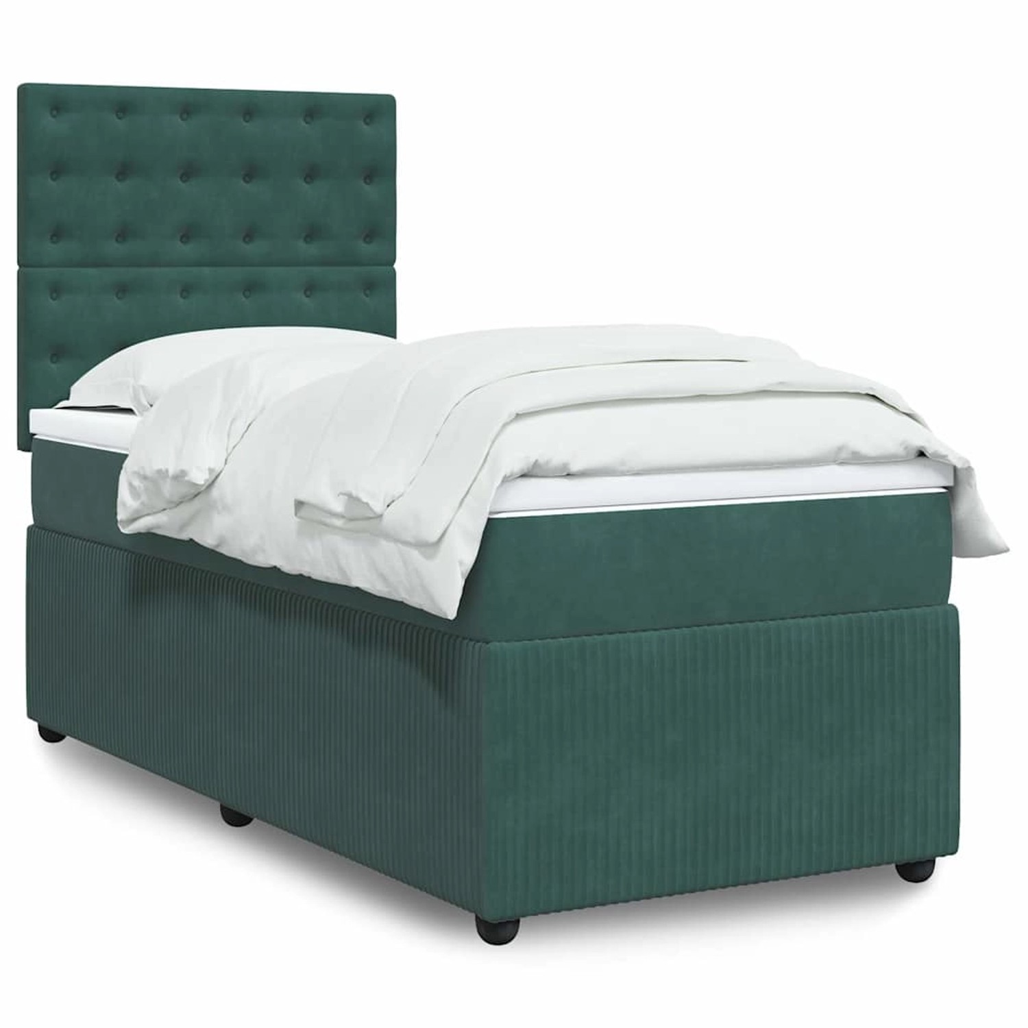 vidaXL Boxspringbett mit Matratze Dunkelgrün 90x200 cm Samt 3294553 günstig online kaufen
