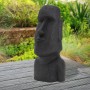 Anthrazitfarbene Moai Figur Rapa Nui (78cm) aus Steinguss für Garten & Terrasse.