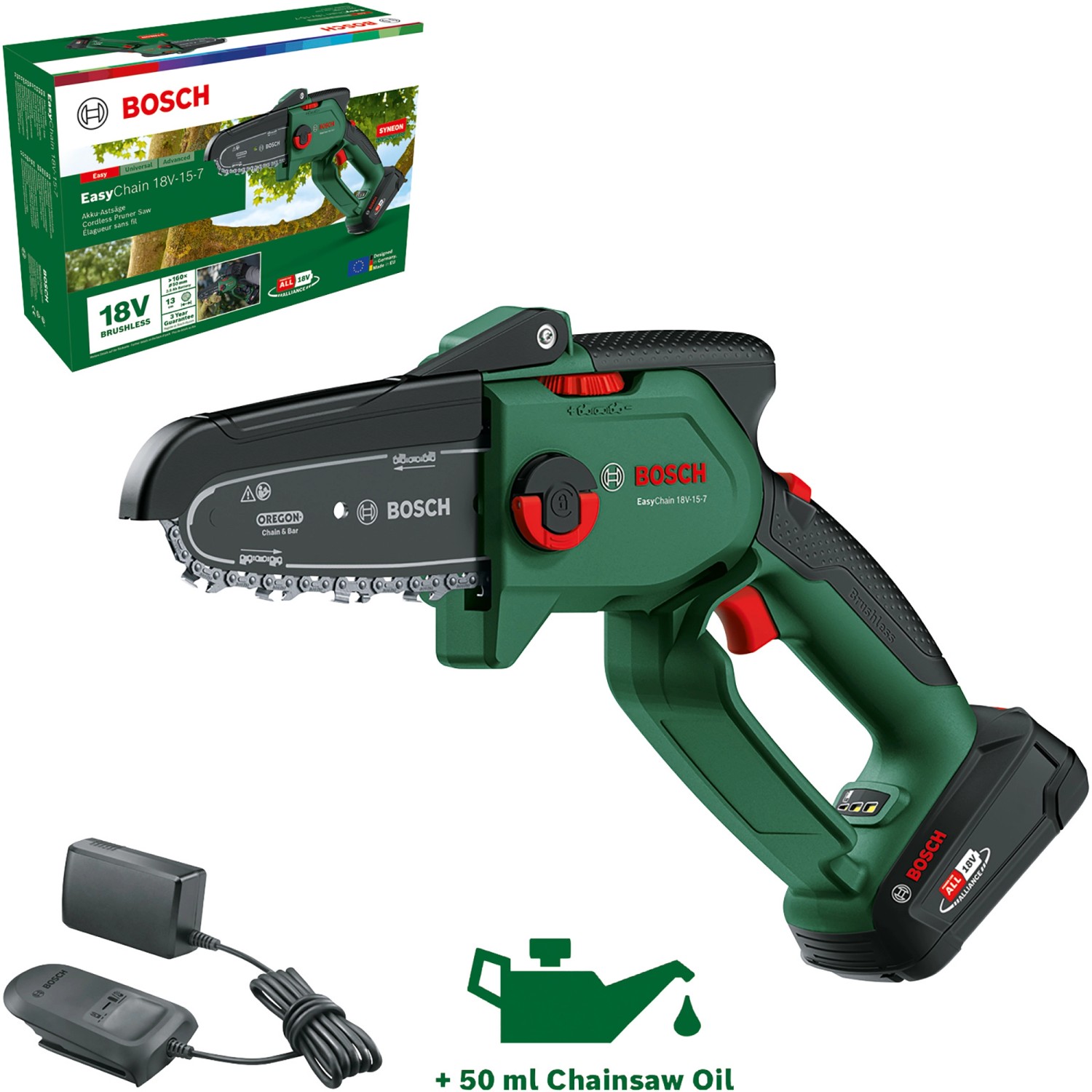 Bosch Akku-Gehölzschneider EasyChain 18 V-15-7 inkl. 2,5 Ah-Akku Ladegerät günstig online kaufen