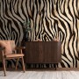 PROFHOME Fototapete mit Tiermotiv in Beige, Schwarz und Braun. Vliestapete mit Zebra-Muster.