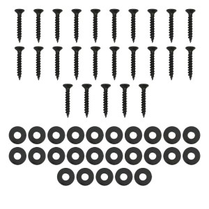 Schwarze Schrauben und Unterlegscheiben für ECD Germany Tischbeine, Esstisch Montage.