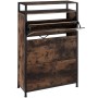 Tectake Schuhschrank Buffalo Industrial Style Holz und Stahl  81 x 32 x 130 cm Industrial Holz Dunkel  Rustikal