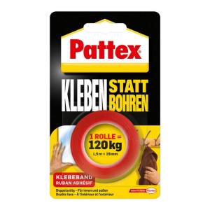 Pattex Kleben statt Bohren Klebeband, 1,5m Rolle, doppelseitig für Innen- und Außenbereich.