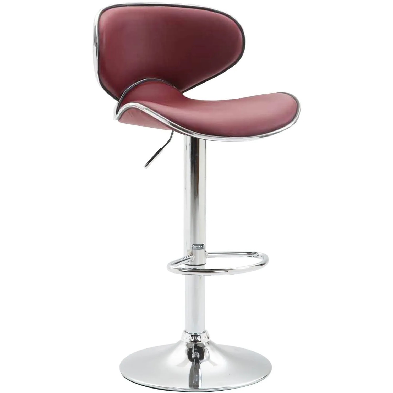 DELUKE Barhocker FAMIR Kunstleder Bordeauxrot 46x49x88cm Silber Barstuhl Mit Lehne Tresenhocker Tresenstuhl
