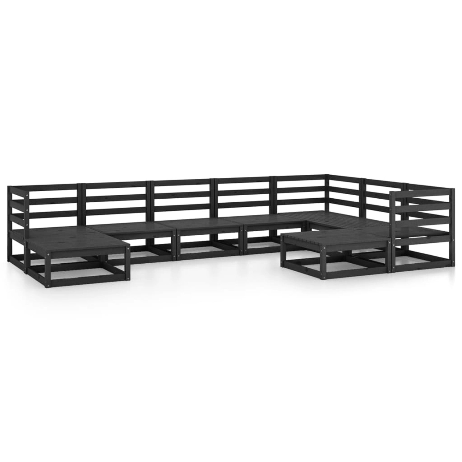 vidaXL 9-tlg Garten-Lounge-Set Schwarz Massivholz Kiefer  Modell 105 günstig online kaufen