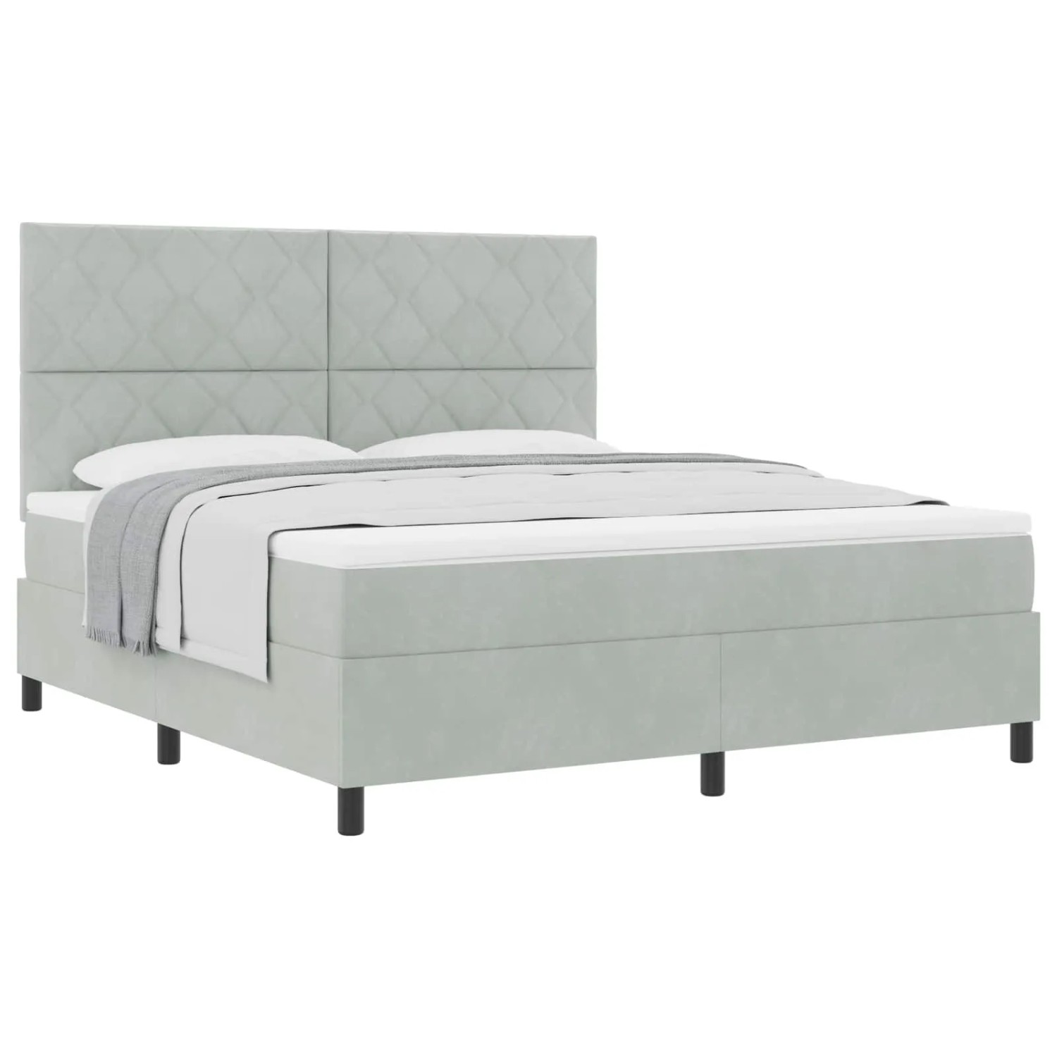 vidaXL Boxspringbett mit Matratze Hellgrau 180 x 200 cm Stoff 3339914