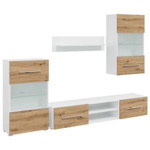 vidaXL 5-Tlg Wohnwand mit LED-Beleuchtung Artisan-Eiche Holzwerkstoff 3324234