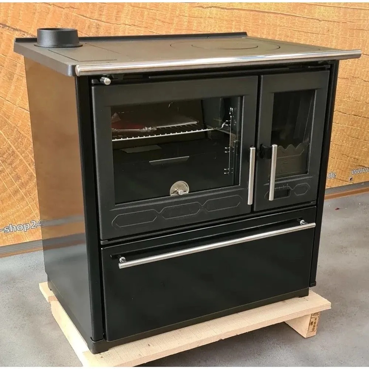 Plamen Küchenofen Holzherd 850 Glas Schwarz Linke Version und 8 kW_3