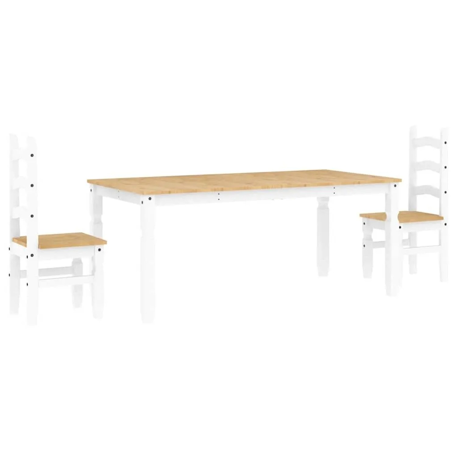 vidaXL 3 Tlg Essgruppe PANAMA Weiß Massivholz Kiefer 3345208