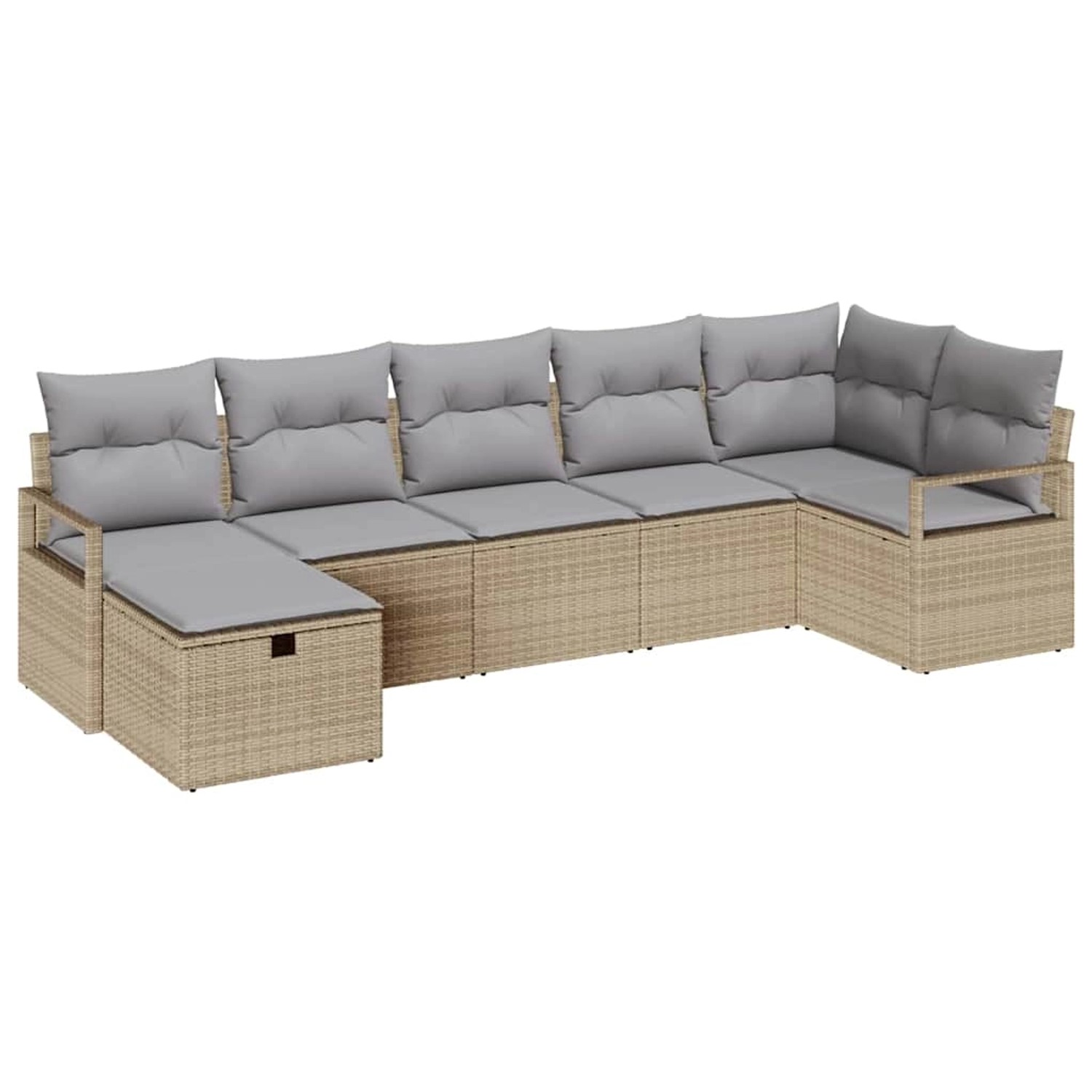 vidaXL 7-Tlg Garten-Sofagarnitur mit Kissen Beige Poly Rattan 3360531 günstig online kaufen