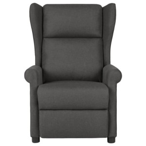 Dunkelgrauer Relaxsessel aus Stoff mit hoher Rückenlehne für Wohnzimmer oder Lesezimmer.