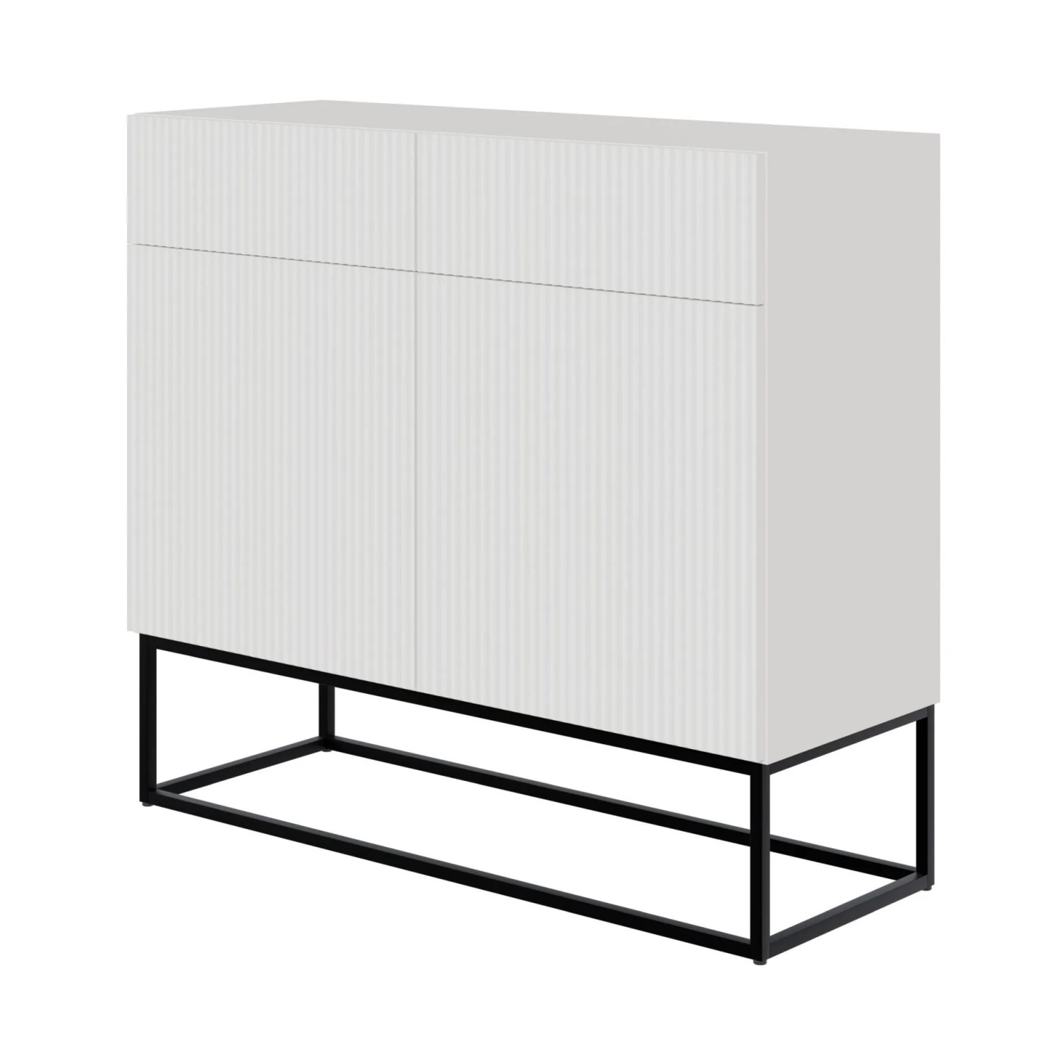 Selsey Sideboard Veldio 100 cm mit 2 Schubladen Weiß mit Schwarzen Beinen