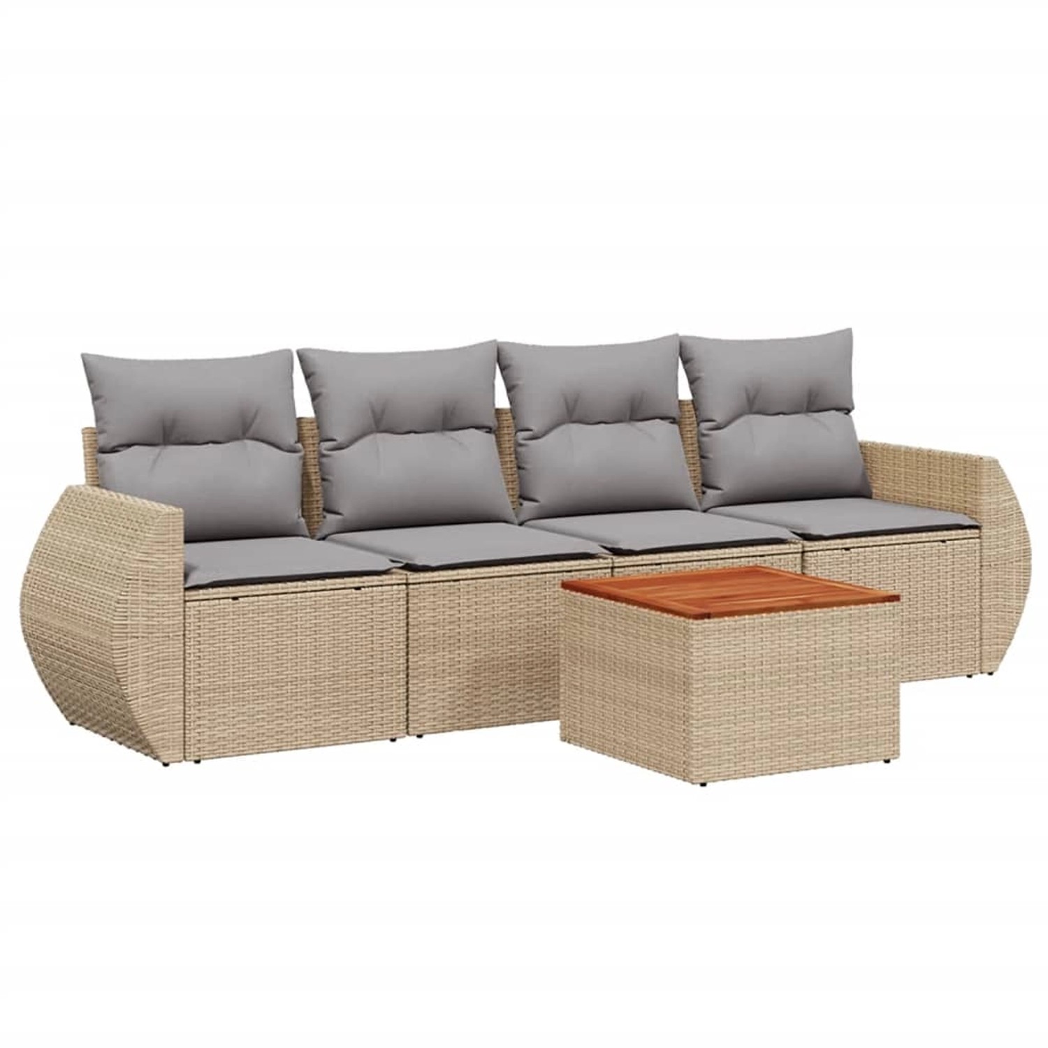 vidaXL 5-Tlg Garten-Sofagarnitur mit Kissen Beige Poly Rattan 3224883 günstig online kaufen