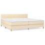 Cremefarbenes vidaXL Boxspringbett (200x200 cm) mit Matratze und Kopfteil.
