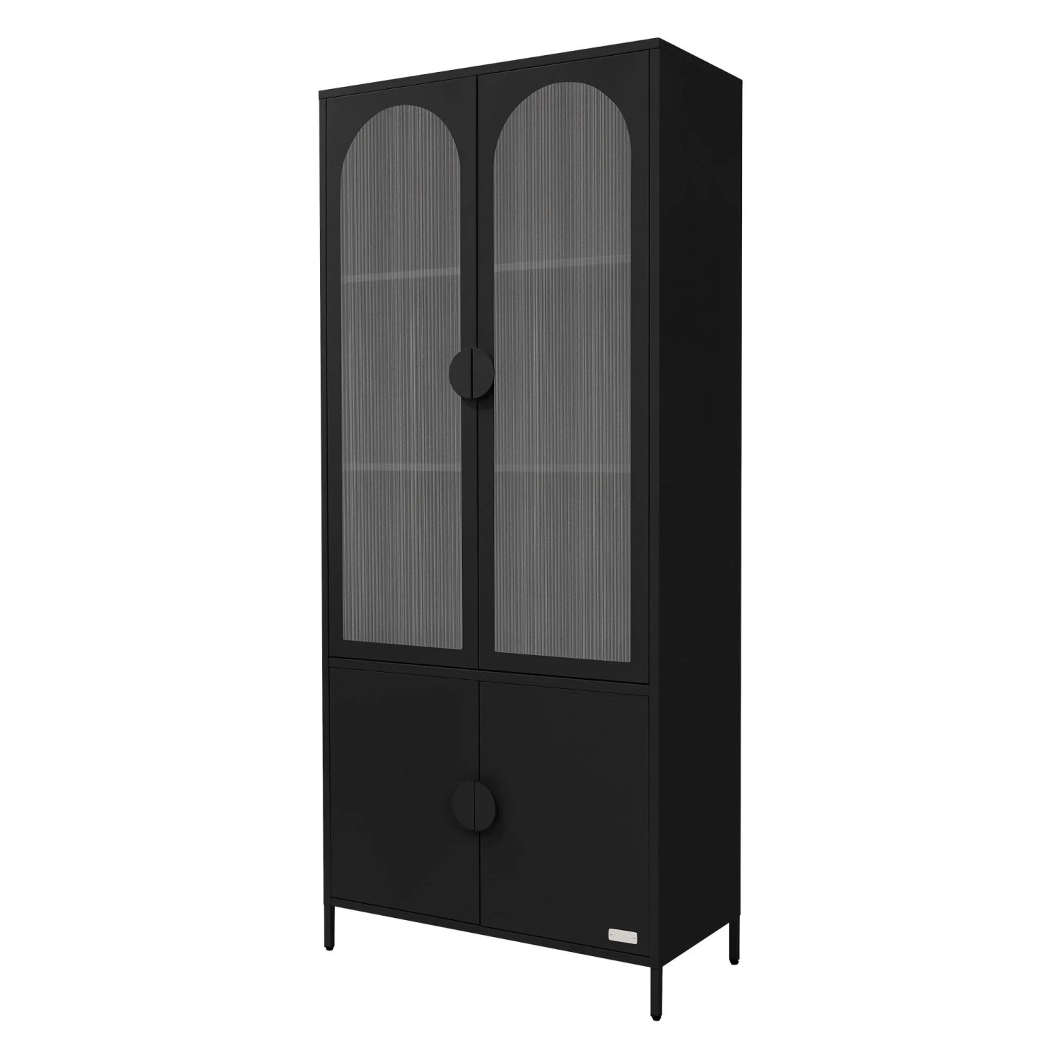 ML-Design Vitrinenschrank 80x185x40 cm Schwarz aus Stahl mit 4 Türen