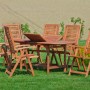 7-teiliges Gartenmöbel-Set Cordoba aus Eukalyptusholz mit Ausziehtisch und 6 Klappsesseln.