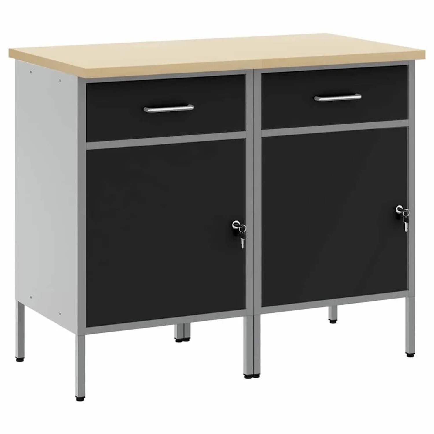 vidaXL Werkbank mit Schubladen 2-Tlg Schwarz und Grau 100 x 55 x 85 cm 3321360