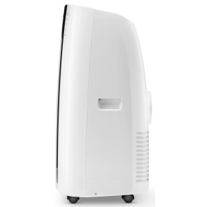 Mobiles DeLonghi Klimagerät PAC EX100 Silent in Weiß, Seitenansicht.