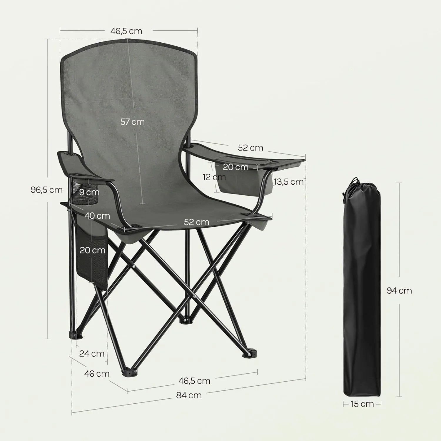 WOLTU Campingstuhl Klappbar Leicht mit Hochlehne Kühltasche Getränkehalter_3