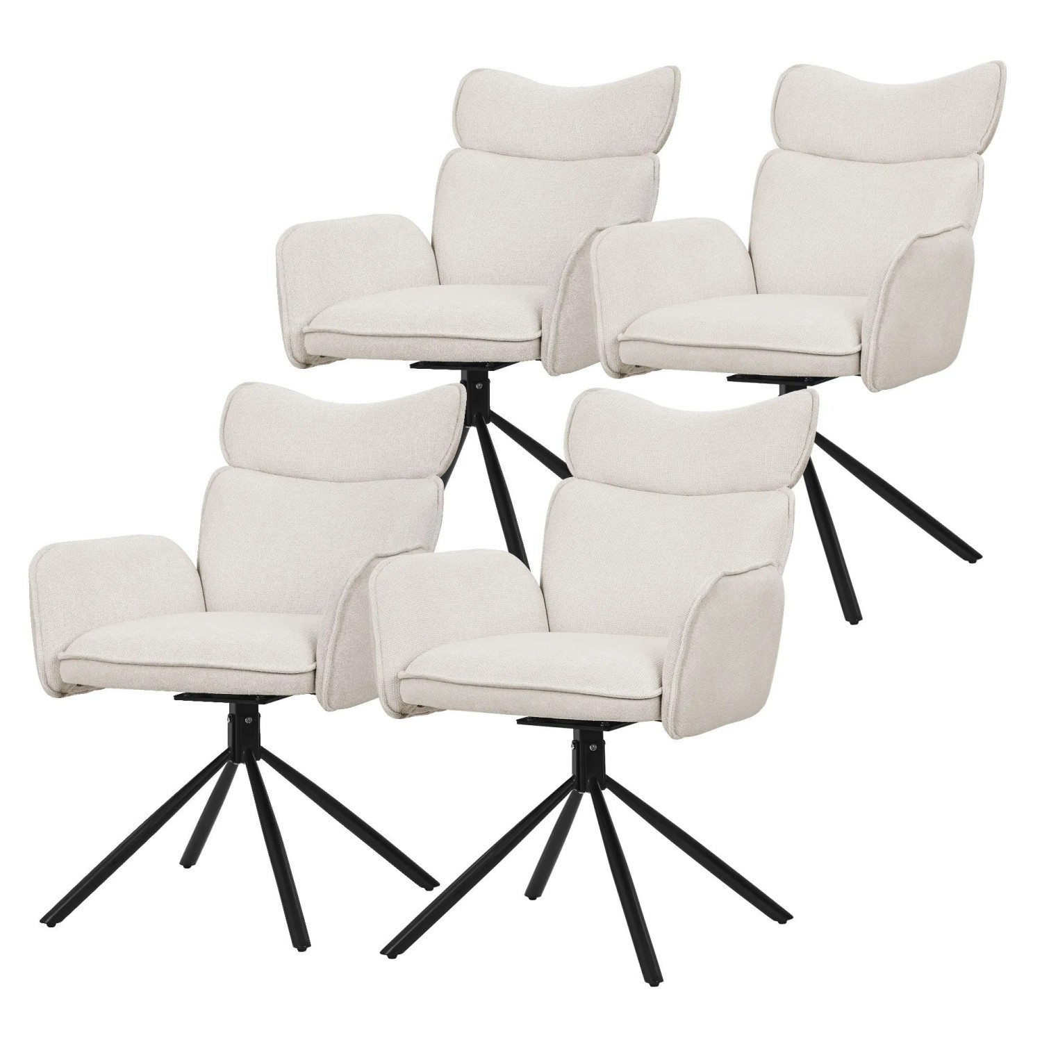 ML-Design Esszimmerstühle Drehbar 4er Set Beige mit Stoffbezug