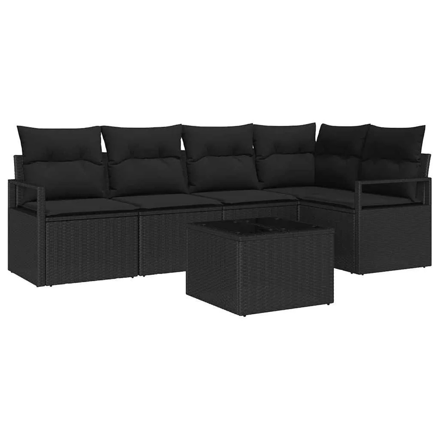 Thumbnail - vidaXL Gartensofa-Set mit Kissen 6 Stk Schwarz Poly-Rattan 3355062