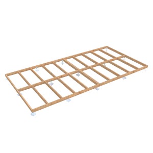 Palmako Fundamentrahmen 600x300 cm mit LogFoot für Gartenhaus, hellbraun tauchgrundiert.