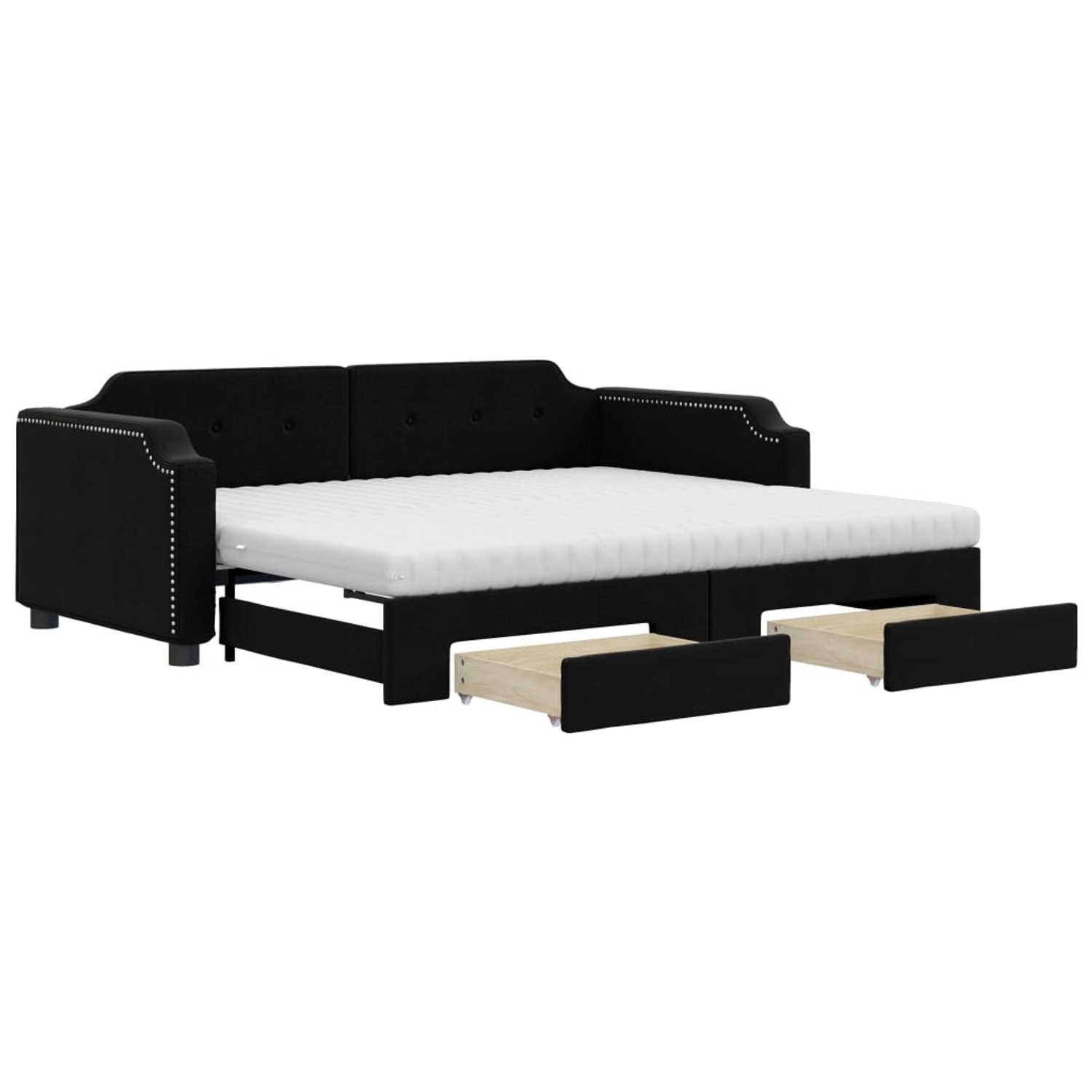 vidaXL Tagesbett Ausziehbar mit Schubladen Schwarz 80x200 cm Stoff1881287 günstig online kaufen