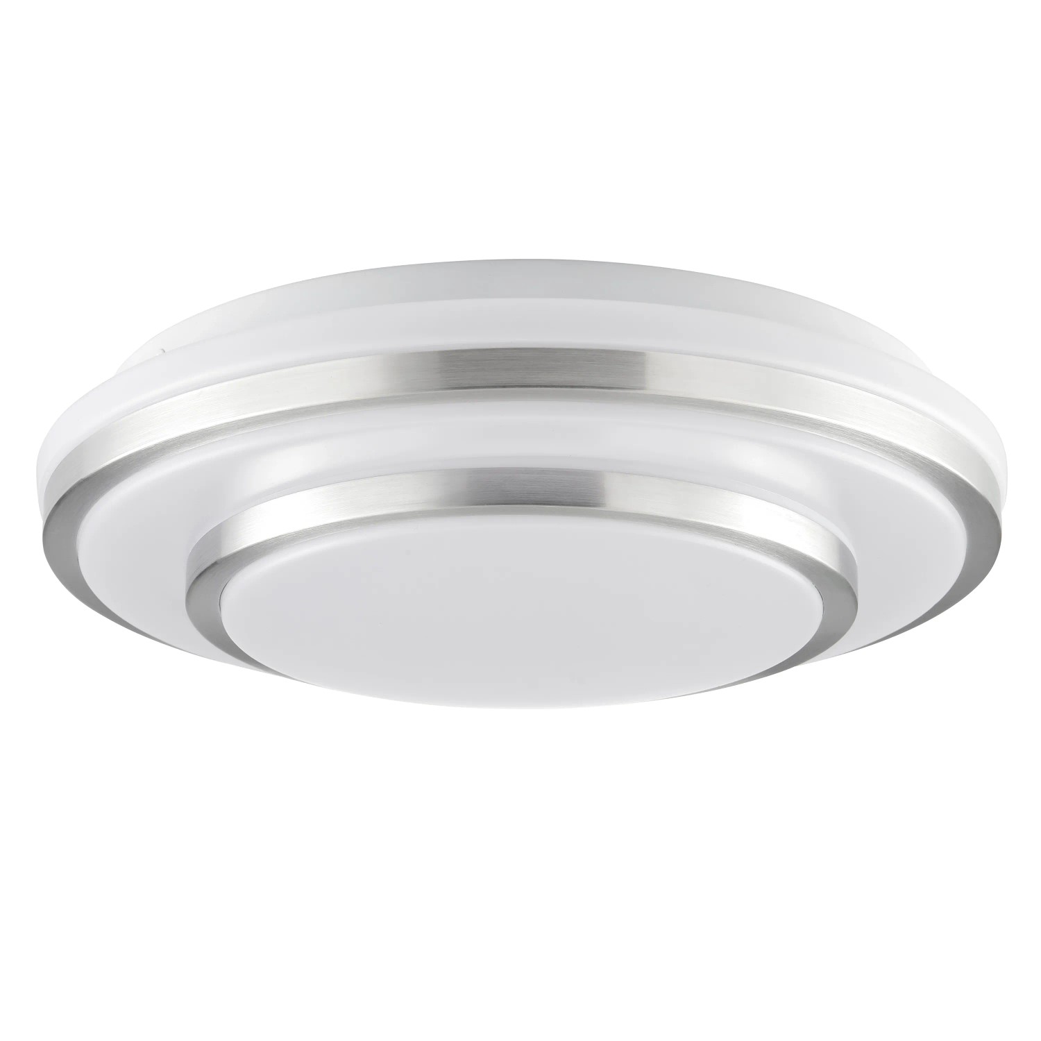 Runde LED-Deckenleuchte Nivaro in Silber/Weiß, Ø 29,3 cm. Moderne Lampe für Wohnräume.