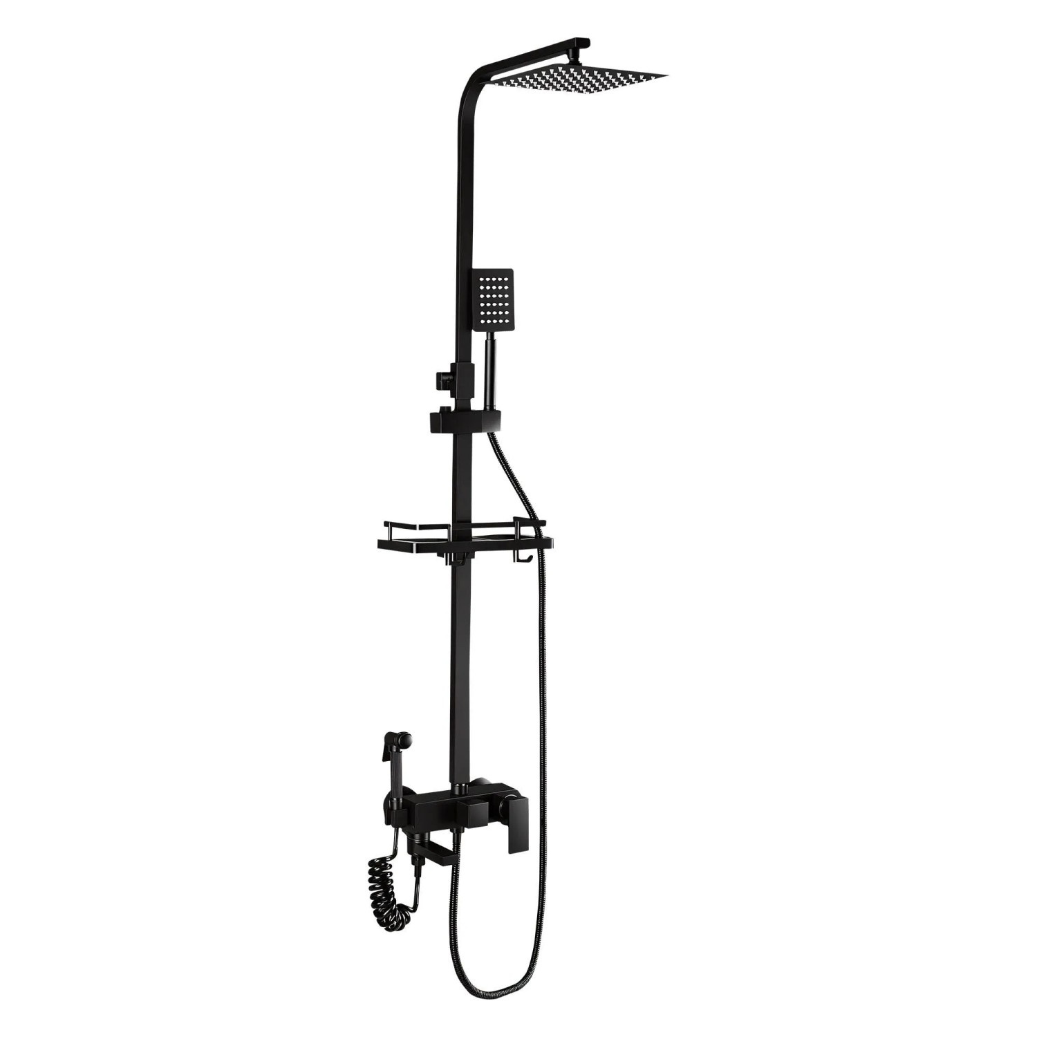 PXloue Thermostat Duschset 4 in 1-Mit Thermostat Piano Regendusche Handbrause-Höhenverstellbare Duschsäule 90–140 cm