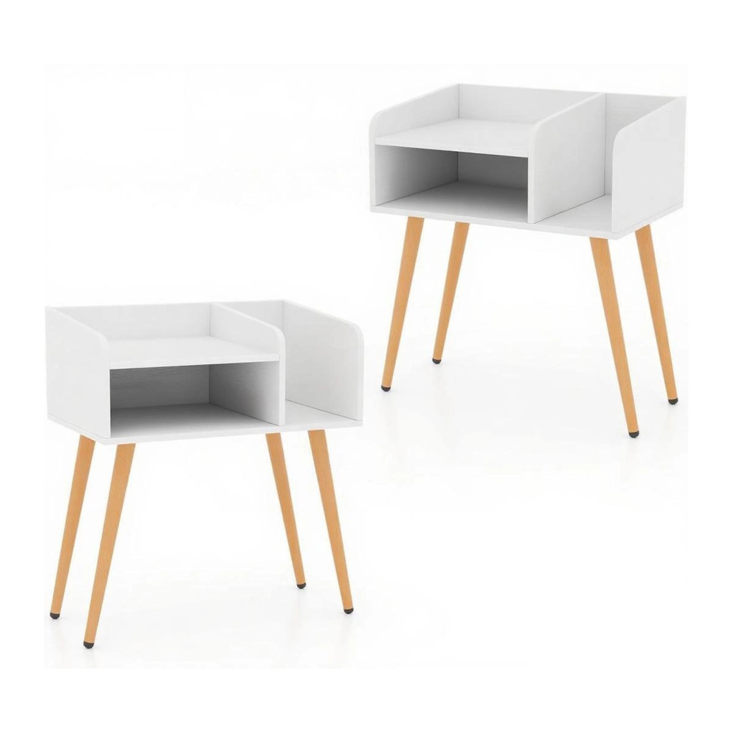 Costway Nachttisch 2er Set 50 x 32 x 58 cm Weiß