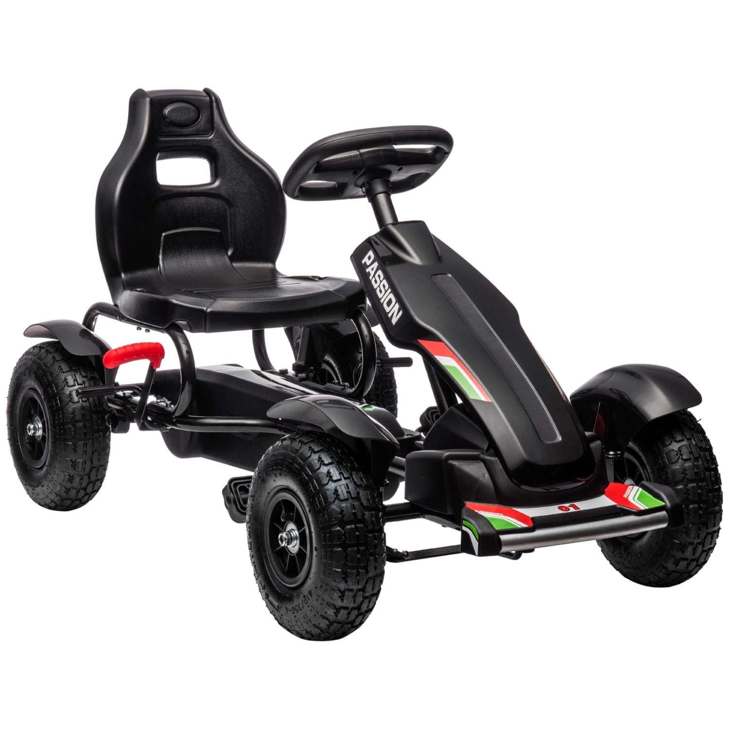 HOMCOM GoKart Tretfahrzeug mit Handbremsen Verstellbarem Sitz