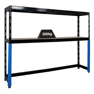 Schwarzes PROREGAL Garagenregal HERCULES mit 2 Ebenen, unterfahrbar, Fachlast 300kg.