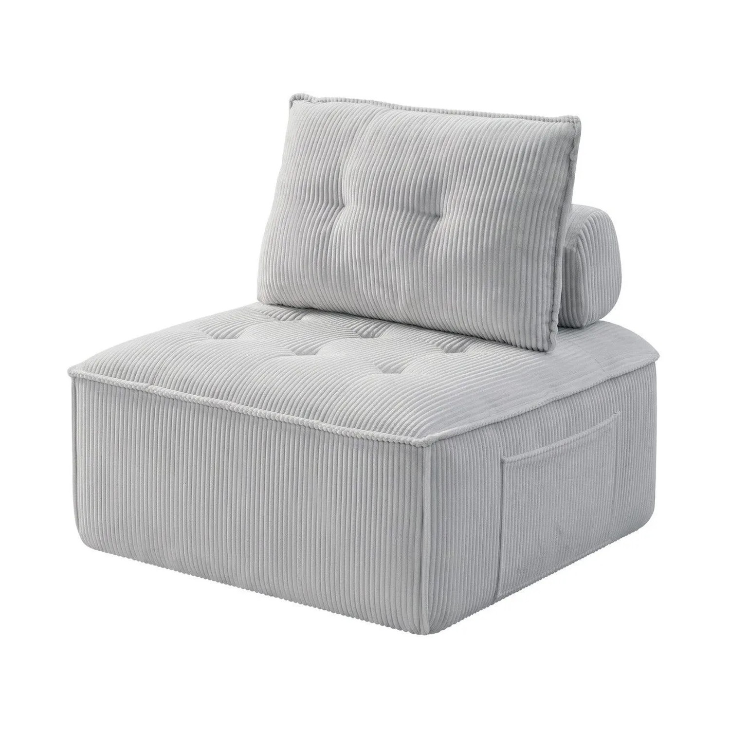 GLP Sofamodul Cordstoff 84x84 cm Bodensofa ohne Montage Hellgrau