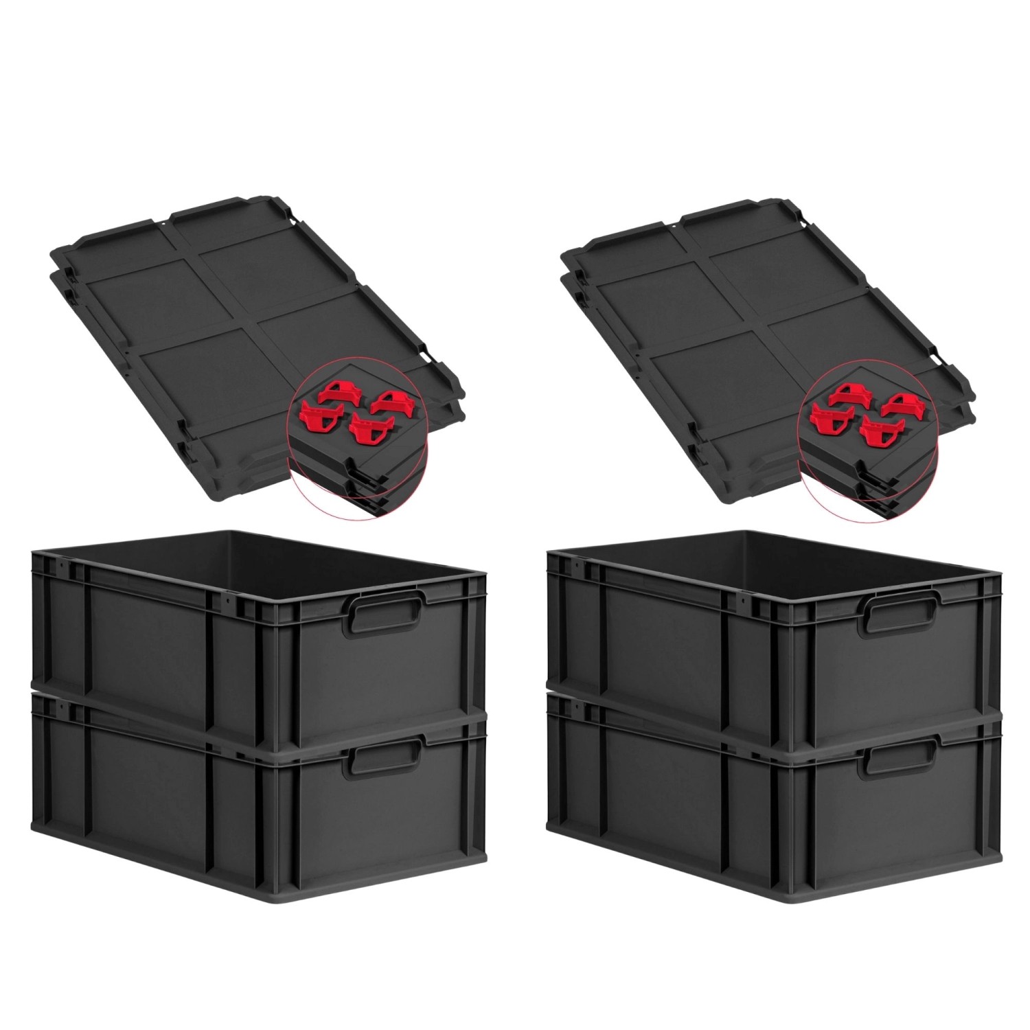 PROREGAL SuperSparSet 4x Eurobox Nextgen Grip Mit Auflagedeckel Und Roten V günstig online kaufen